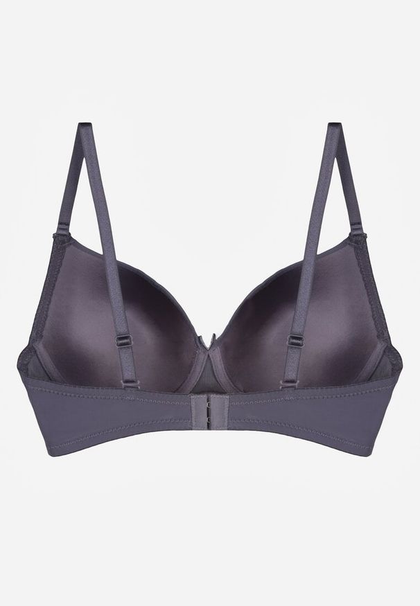 Born2be - Granatowy Klasyczny Biustonosz o Gładkim Wykończeniu z Kokardką Adothyia. Kolor: niebieski. Wzór: gładki