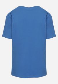 Born2be - Niebieski Klasyczny Bawełniany T-shirt z Wakacyjnym Nadrukiem Zaronea. Okazja: na spotkanie biznesowe, na co dzień. Kolor: niebieski. Materiał: bawełna. Wzór: nadruk. Sezon: lato. Styl: wakacyjny, klasyczny #3