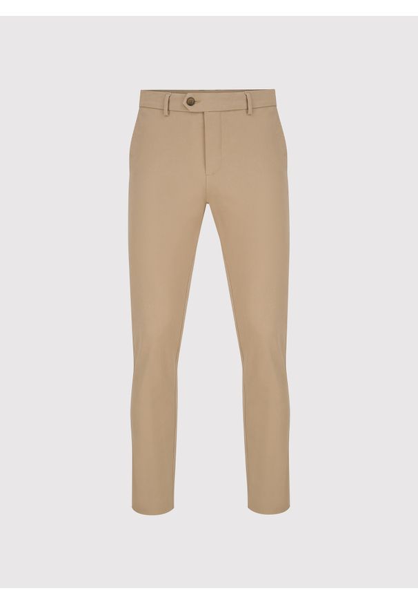 Pako Lorente - PAKO LORENTE - Beżowe spodnie chino z bawełną. Kolor: beżowy. Materiał: bawełna. Wzór: gładki. Sezon: zima, jesień. Styl: klasyczny