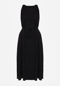 Born2be - Czarna Wiskozowa Sukienka Bez Rękawów z Warkoczowym Splotem przy Dekolcie Shirineli. Okazja: na co dzień. Kolekcja: plus size. Kolor: czarny. Materiał: wiskoza. Długość rękawa: bez rękawów. Wzór: ze splotem. Typ sukienki: proste, dla puszystych. Styl: elegancki, casual, klasyczny, boho #6