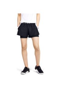 Spodnie do biegania damskie Under Armour Play UP 2IN1. Kolor: czarny, biały, wielokolorowy. Długość: krótkie