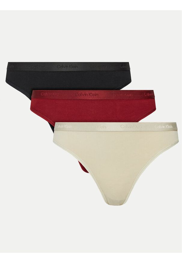 Calvin Klein Underwear Komplet fig Bikini 3pk 000QD5243E Kolorowy. Materiał: bawełna. Wzór: kolorowy