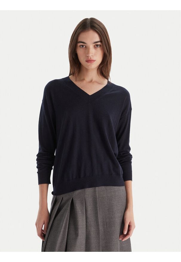 Weekend Max Mara Sweter Fiocchi 2525366042 Granatowy Regular Fit. Kolor: niebieski. Materiał: wełna