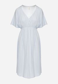 Born2be - Jasnoniebieska Bawełniana Sukienka o Rozkloszowanym Fasonie Liranelle. Okazja: na co dzień. Typ kołnierza: dekolt w kształcie V. Kolor: niebieski. Materiał: bawełna. Długość rękawa: krótki rękaw. Sezon: lato. Typ sukienki: rozkloszowane. Styl: casual, elegancki #2