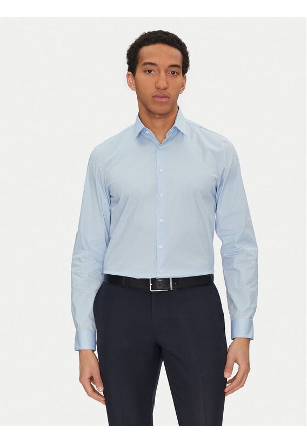 Calvin Klein Koszula K10K114299 Błękitny Slim Fit. Kolor: niebieski. Materiał: bawełna