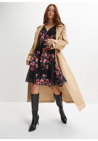 bonprix - Sukienka mini z siateczki. Kolor: czarny. Materiał: materiał. Typ sukienki: kopertowe. Długość: mini #2