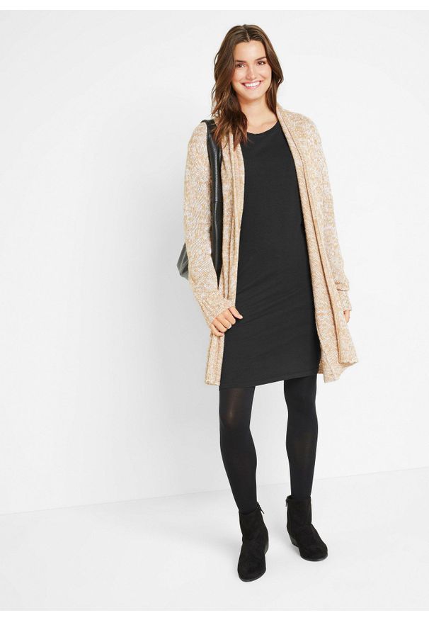 bonprix - Dopasowana sukienka z dżerseju (2 szt.). Kolor: czarny. Materiał: jersey. Długość rękawa: długi rękaw