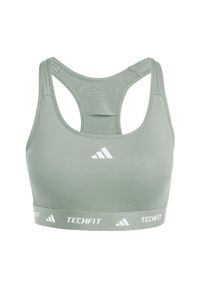 Adidas - Biustonosz TECHFIT. Kolor: zielony. Materiał: materiał. Technologia: Techfit (Adidas)