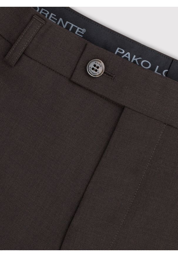 Pako Lorente - PAKO LORENTE – Brązowe spodnie garniturowe. Kolor: brązowy. Materiał: poliester, wełna. Wzór: gładki. Styl: elegancki