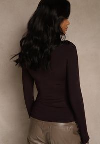 Renee - Bordowa Bluzka Selusei. Kolor: fioletowy. Materiał: materiał, wiskoza, jeans. Długość rękawa: długi rękaw. Długość: długie #3