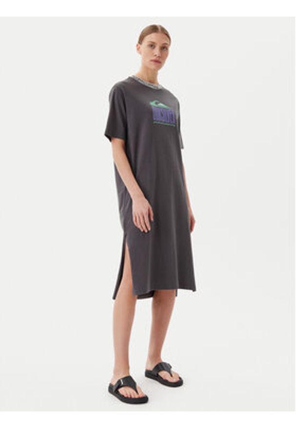 Quiksilver Sukienka codzienna EQWKD03035 Szary Relaxed Fit. Okazja: na co dzień. Kolor: szary. Materiał: bawełna. Typ sukienki: proste. Styl: casual