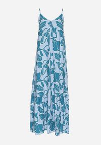 Born2be - Niebieska Rozkloszowana Sukienka na Ramiączkach z Wiskozowej Tkaniny w Kwiaty Sepelvia. Okazja: na co dzień. Typ kołnierza: dekolt w kształcie V. Kolor: niebieski. Materiał: tkanina, wiskoza. Długość rękawa: na ramiączkach. Wzór: kwiaty. Sezon: lato. Styl: casual, elegancki #4