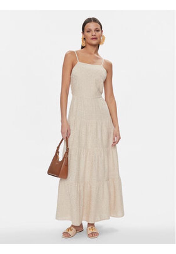 Fracomina Sukienka letnia FJ24SD2004W686E5 Beżowy Regular Fit. Kolor: beżowy. Materiał: len, syntetyk. Sezon: lato