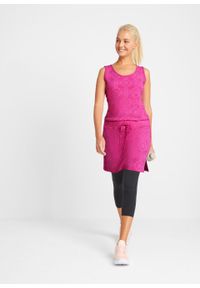 Sukienka shirtowa + legginsy 3/4 (2 części) bonprix fuksja-czarny. Kolor: czarny. Styl: sportowy #3