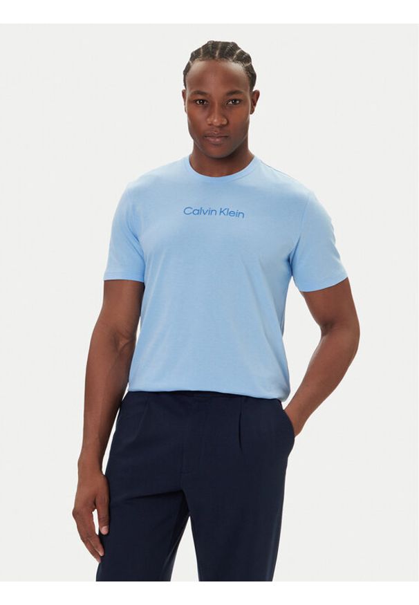 Calvin Klein T-Shirt Logo 30s LV04LD230G Błękitny Relaxed Fit. Kolor: niebieski. Materiał: bawełna