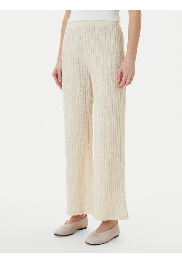 only - ONLY Spodnie materiałowe Ella 15368471 Beżowy Wide Leg. Kolor: beżowy. Materiał: bawełna