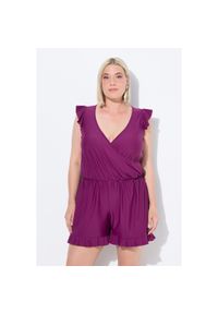 ULLA POPKEN - Damski Strój kąpielowy szorty miękkie miseczki rękaw motylek z recyklingu. Kolekcja: plus size. Kolor: różowy. Materiał: elastan, poliamid, materiał