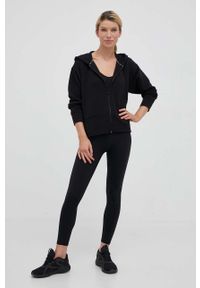DKNY - Dkny bluza damska kolor czarny z kapturem gładka. Typ kołnierza: kaptur. Kolor: czarny. Materiał: poliester. Wzór: gładki #4
