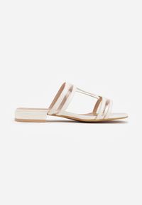 Born2be - Białe Klapki z Geometrycznymi Paskami Adriameda. Okazja: na co dzień. Kolor: biały. Wzór: geometria. Sezon: lato. Styl: casual, elegancki, wakacyjny #9