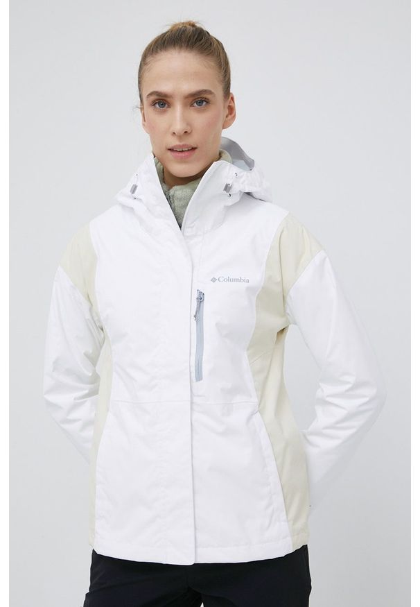 columbia - Columbia kurtka outdoorowa Hikebound kolor biały przejściowa. Kolor: biały. Materiał: materiał