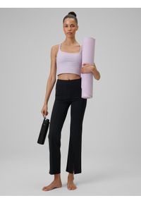 4f - 4F Legginsy do jogi z rozszerzanymi nogawkami damskie - czarne S. Stan: podwyższony. Kolor: czarny. Materiał: skóra, materiał. Długość: długie. Sport: joga i pilates #1