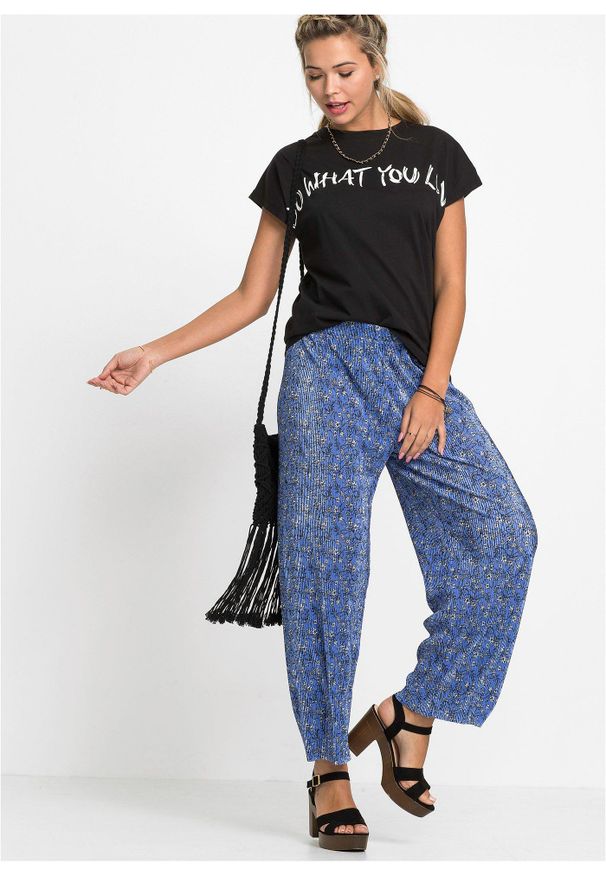 bonprix - T-shirt oversize z czystej bawełny organicznej. Kolor: czarny. Materiał: bawełna. Wzór: nadruk