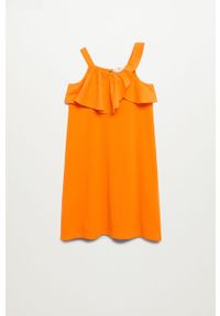Mango Kids - Sukienka dziecięca Libra-I 110-164 cm. Okazja: na co dzień. Kolor: pomarańczowy. Materiał: tkanina, bawełna. Wzór: gładki. Typ sukienki: proste. Styl: casual #1