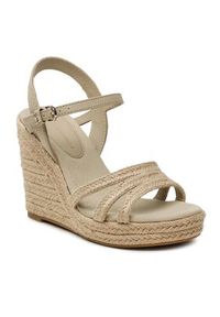 TOMMY HILFIGER - Tommy Hilfiger Espadryle Essential Basic Wedge Sandal FW0FW07220 Beżowy. Kolor: beżowy