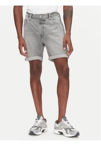 Lee Szorty jeansowe Rider 112363904 Szary Slim Fit. Kolor: szary. Materiał: bawełna