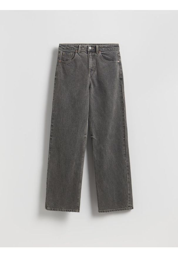 Reserved - Jeansy wide leg - szary. Stan: podwyższony. Kolor: szary