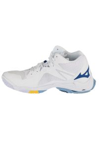 Mizuno - Buty do siatkówki unisex, Wave Lightning Z8 Mid. Kolor: biały, wielokolorowy, niebieski. Materiał: guma, skóra, tkanina, materiał, syntetyk. Model: Mizuno Wave. Sport: siatkówka