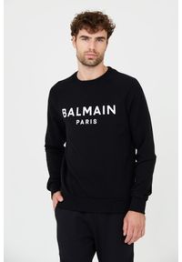 Balmain - BALMAIN Czarna męska bluza Printed Sweatshirt, Rozmiar S. Kolor: czarny
