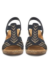 Rieker Sandały V2461-14 Granatowy. Kolor: niebieski. Materiał: skóra #5
