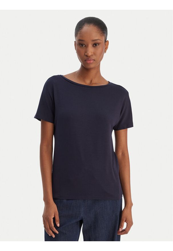 Marella T-Shirt Fervida 2615971021 Granatowy Regular Fit. Kolor: niebieski. Materiał: wiskoza