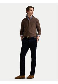 Polo Ralph Lauren Sweter 710932304527 Brązowy Regular Fit. Typ kołnierza: polo. Kolor: brązowy. Materiał: bawełna #3
