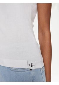 Calvin Klein Jeans Top Variegated J20J223104 Biały Slim Fit. Kolor: biały. Materiał: bawełna