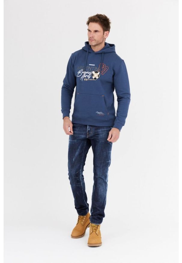 La Martina - LA MARTINA Granatowa bluza męska z naszywkami, Rozmiar M. Kolor: niebieski. Wzór: aplikacja