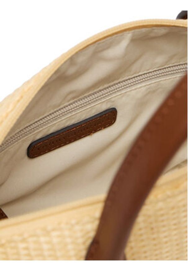 TOMMY HILFIGER - Tommy Hilfiger Torebka Popette Mini Tote Raffia AW0AW18523 Beżowy. Kolor: beżowy