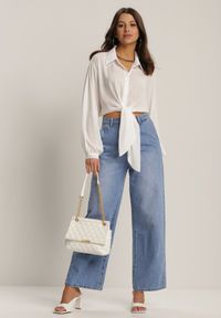 Renee - Biała Koszula Shemeda. Kolor: biały. Materiał: jeans. Długość: długie. Styl: elegancki