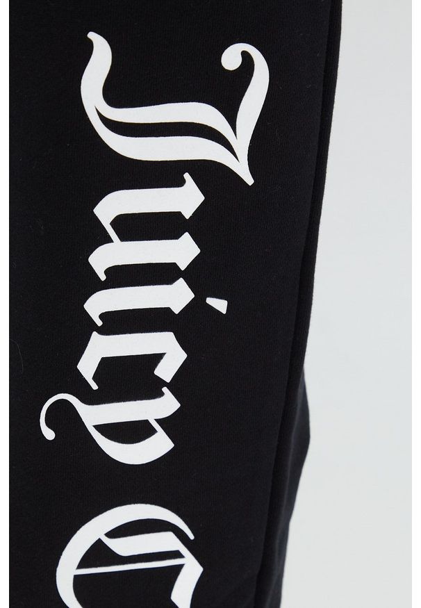 Juicy Couture spodnie dresowe damskie kolor czarny z nadrukiem. Kolor: czarny. Materiał: dresówka. Wzór: nadruk