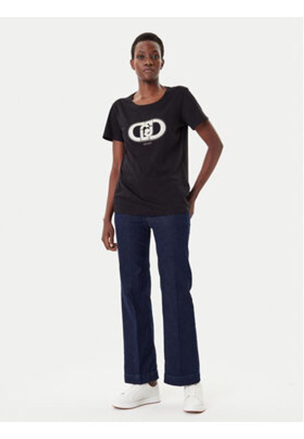 Liu Jo Sport T-Shirt TF5280 JS923 Czarny Regular Fit. Kolor: czarny. Materiał: bawełna. Styl: sportowy
