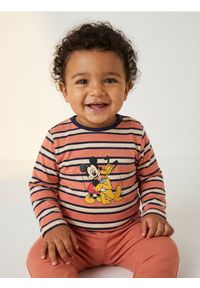 Sinsay - Bawełniana koszulka w paski Mickey Mouse - pomarańczowy. Kolor: pomarańczowy. Materiał: bawełna. Wzór: motyw z bajki, paski #1