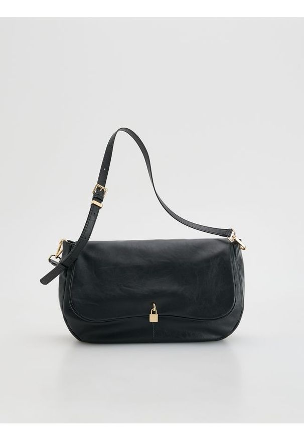 Reserved - Torebka shopper - czarny. Kolor: czarny. Materiał: skórzane