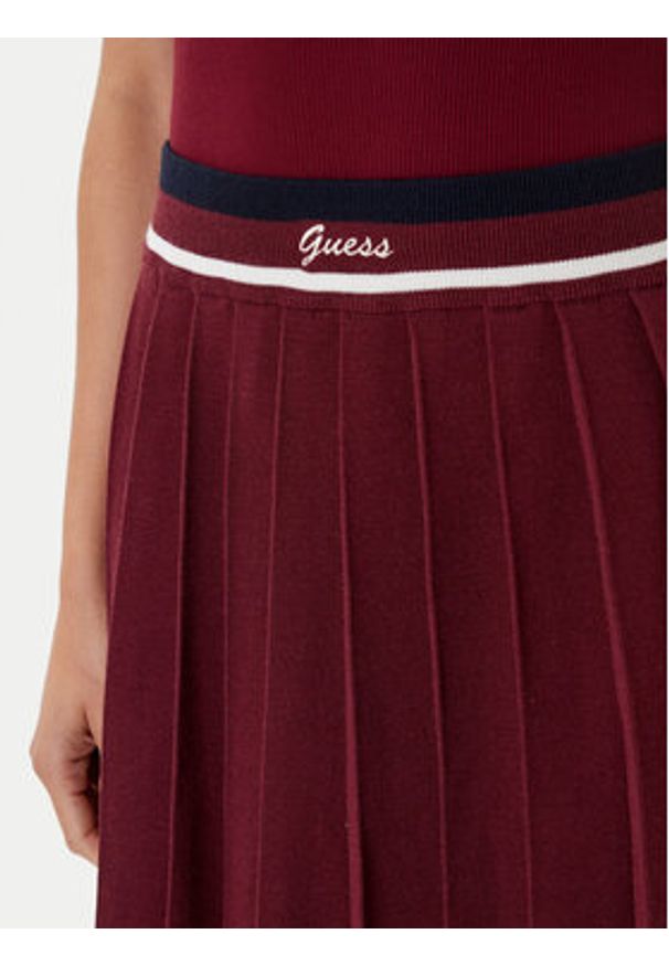 Guess Spódnica plisowana V5BD02 Z1152 Bordowy Regular Fit. Kolor: czerwony. Materiał: akryl