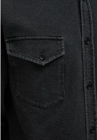 Mustang - Męska Koszula MUSTANG Clemens Knit Terry Shirt Denim Black 1014626 4000 800. Materiał: denim #4