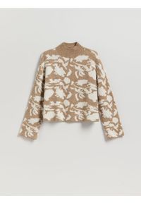 Reserved - Wzorzysty sweter z półgolfem - wielobarwny. Materiał: wełna, dzianina