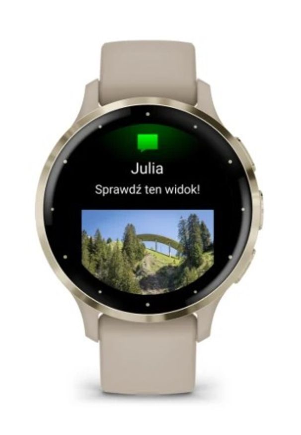 GARMIN - Garmin Venu 3s jasnozłota ramka z paskiem w kolorze french grey. Kolor: złoty. Styl: sportowy, casual