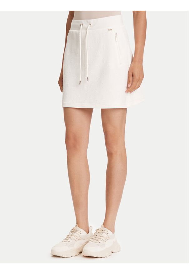 Guess Spódnica mini V5YD03 KBSL2 Écru Regular Fit. Materiał: syntetyk