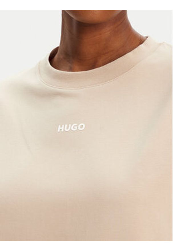 Hugo - HUGO T-Shirt 50490593 Beżowy Relaxed Fit. Kolor: beżowy. Materiał: bawełna
