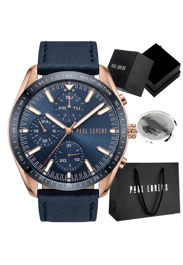Zegarek Paul Lorens Zegarek męski TARSO skórzany Miyota. Materiał: skóra